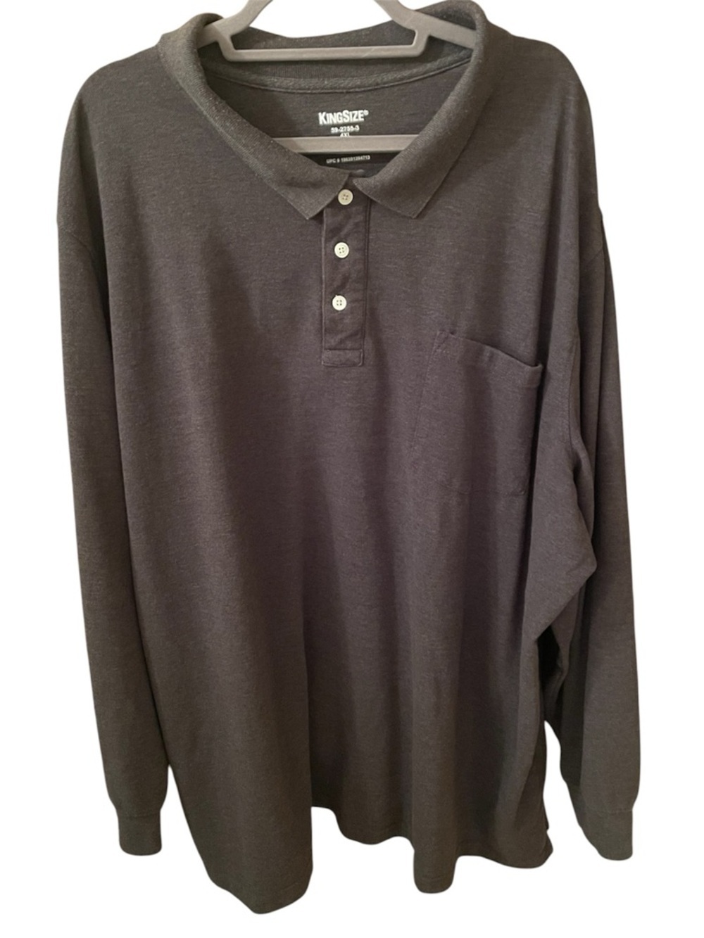 Men's Long Sleeve Polo Shirt in Dark Gray Big And Tall 4XL